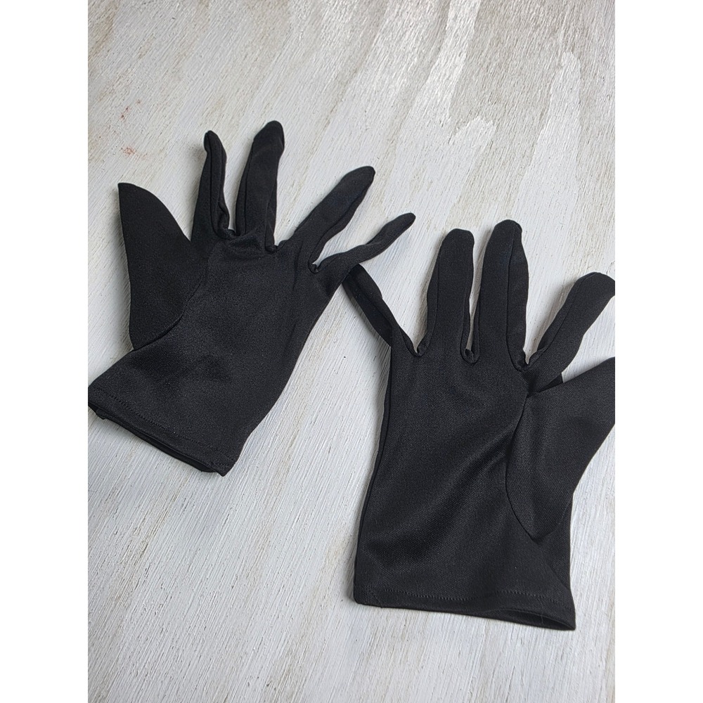 Vintage Style Black Formal Gloves Minimalist Goth Academia Wrist Length Stretch